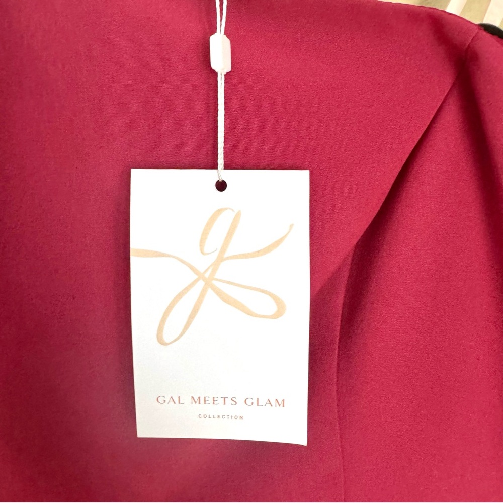 Gal Meets Glam NWT Yvonne One Shoulder Bow Knee Length Dress Crimson Red Size 6 - Picture 4 of 10